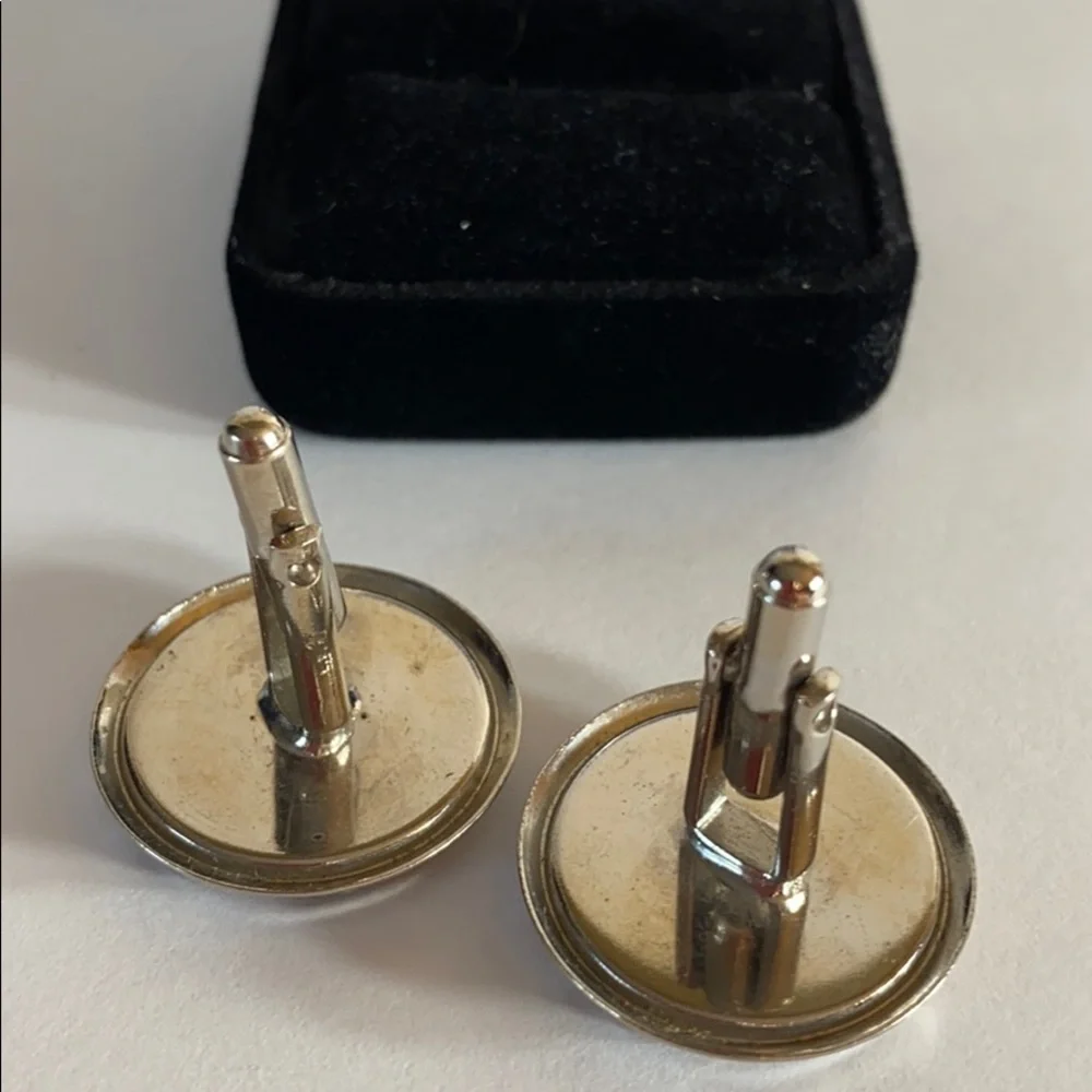 Vintage Silvertone Rhinestone Floral & Stars Cufflinks